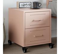 Bedside Cabinet Pink Cold-Rolled Steel 36x39x43.5 cm 2-Drawer Nightstand