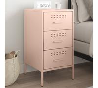 vidaXL Bedside Cabinet Bedroom Nightstand Bed Table Side Table Pink Steel