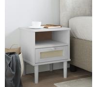 vidaXL Bedside Cabinet Nightstand SENJA Rattan Look White Solid Wood Pine