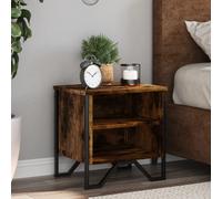 Bedside Cabinet Smoked Oak 40x30x40 cm Engineered Wood Metal 2pcs Nightstand Set