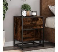Bedside cabinet smoked oak 40x31x50 cm engineered wood & steel 1 drawer compact
