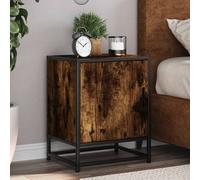 vidaXL Bedside Cabinet Smoked Oak 40x31x50 cm Engineered Wood and Metal