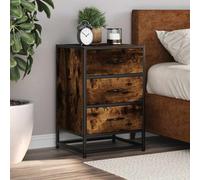 vidaXL Bedside Cabinet Smoked Oak 40x34.5x60 cm Engineered Wood and Metal