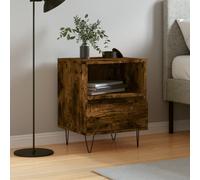 Bedside Cabinet Smoked Oak 40x35x50cm Engineered Wood with Metal Legs CompactTop