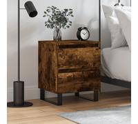 Bedside Cabinet Smoked Oak Engineered Wood & Iron 40x35x50 cm Nightstand Compact