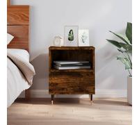Bedside Cabinet Smoked Oak 40x35x50 cm Engineered Wood & Metal NightstandCompact