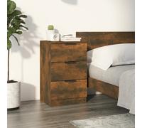 vidaXL Bedside Cabinet in Smoked Oak | Engineered Wood Nightstand with Three Drawers | Modern Designed Bedroom Storage Solution