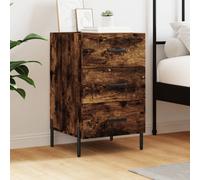 Bedside Cabinet 40x40x66cm Smoked Oak Engineered Wood Rustic 2-Drawer Metal Legs