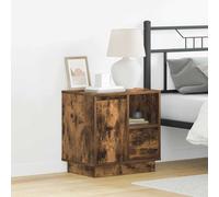 vidaXL Bedside Cabinet Smoked oak 50 x 34.5 x 50 cm Engineered wood, Stylish Bedroom Nightstand, Modern Storage Solution, Rectangular Bedside Table, Compact Organizer, Minimalist Home Furniture
