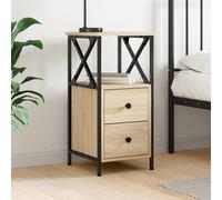 Bedside Table Sonoma Oak 34x35.5x70cm Engineered Wood 2 Drawers Shelf Rustic Oak
