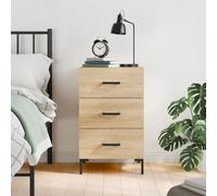 Bedside Cabinet White 40x40x66cm Engineered Wood & Iron Metal Feet Compact Tall
