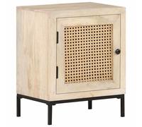 vidaXL Solid Mango Wood Bedside Cabinet Natural Cane Storage Nightstand Indoor