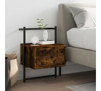 Vidaxl Bedside Cabinet Wall-mounted Smoked Oak 35X30X51 Cm Engineered Wood, Brown