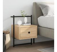 vidaXL Bedside Cabinet Wall-mounted Sonoma Oak 35x30x51 cm Engineered Wood