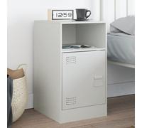 Bedside Cabinet White Cold-Rolled Steel 34.5x39x62 cm Compact Nightstand 1 Shelf