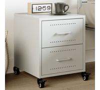 vidaXL Bedside Cabinet White 36x39x43.5 cm Steel