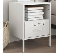 vidaXL Bedside Cabinet White 36x39x50.5 cm Steel