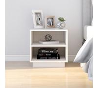 vidaXL Solid Wood Pine Bedside Cabinet White Wooden Nightstand End Side Table
