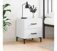 Bedside Cabinet White 40x35x47.5 cm Engineered Wood & Iron Modern Storage Unit