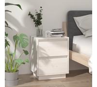 vidaXL Bedside Cabinet White 40x35x50 cm Solid Wood Pine UK NEW