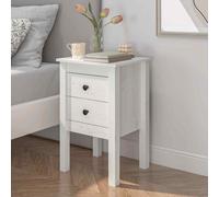 Bedside Cabinet White 40x35x61.5cm Solid Wood Pine #1 GF0