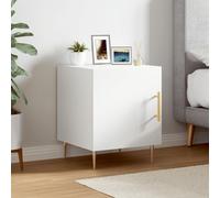 Bedside cabinet 40x40x50 cm White engineered wood metal feet single door storage