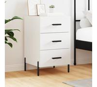 Bedside Cabinet White 40x40x66 cm Engineered Wood with Iron Legs Modern Drawers