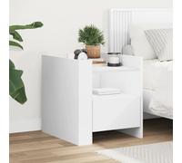 Bedside Cabinet White Engineered Wood 45x50x50 cm Small Drawer Nightstand Modern