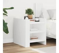 Bedside cabinet 45x50x50cm White Engineered Wood 2-Shelf Modern Bedside Table .