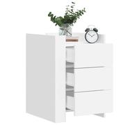 Bedside Cabinet White 45x50x65 cm Engineered Wood 3 Drawer Compact Nightstand UK