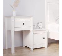 (White, 1) vidaXL 1/2x Solid Wood Pine Bedside Cabinet End Table Cabinet Multi Colours
