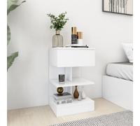 vidaXL Bedside Cabinet White Engineered Wood Table Nightstand Storage Cabinet