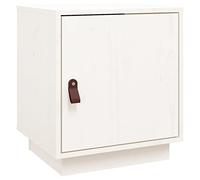 vidaXL Bedside Cabinet - White, Rectangular Solid Pinewood Bedside Table with Ample Storage Space, Flexible Door Installation, Easy Assembly for Bedrooms, Farmhouses
