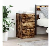 Bedside Cabinet Engineered Wood Smoked Oak 39x35x65 cm 3-Drawer Nightstand Slim