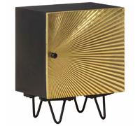 Vidaxl Bedside Cabinet With Brass Front 40X30X50 Cm Solid Mango Wood