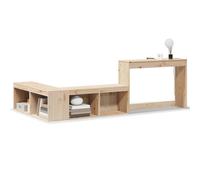 vidaXL Bedside Cabinet with Desk 232x122x75 cm Solid Wood Pine, Brown