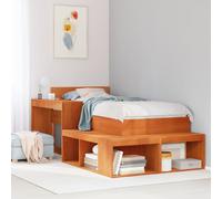 vidaXL Bedside Cabinet with Desk Wax Brown 222x107x75 cm Solid Wood Pine