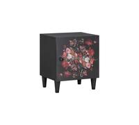 vidaXL Bedside Cabinet with Door Black 40 x 33 x 46 cm, Stylish Bedroom Furniture, Rectangular Solid Wood Nightstand, Decorative Compact Cabinet,