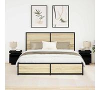 vidaXL Bedside Cabinet with Drawer 2 pcs Black oak 40 x 39 x 48.5 cm