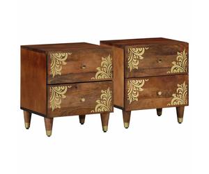 vidaXL Bedside Cabinet with Drawer 2 pcs Honey brown 40 x 33 x 46 cm