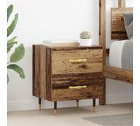 vidaXL Bedside Cabinet with Drawer 2 pcs Old wood 40 x 35 x 47.5 cm