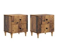 vidaXL Bedside Cabinet with Drawer 2 pcs Old Wood 43 x 34.5 x 48 cm