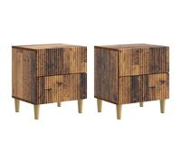 vidaXL Bedside Cabinet with Drawer 2 pcs Old Wood 43 x 34.5 x 48 cm