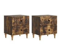 vidaXL Bedside Cabinet with Drawer 2 pcs Smoked Oak 43 x 34.5 x 48 cm