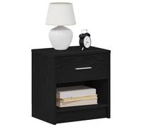 Bedside Cabinet Black Engineered Wood 39x28x41 cm Drawer with Open Compartments