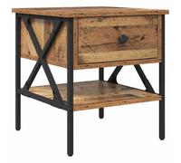 vidaXL Bedside Cabinet with Drawer Old wood 40 x 42 x 45 cm, Stylish Bedroom, Rectangular Nightstand, Minimalist Design, Ample Storage, Durable, Levelers, Contemporary Home Dcor