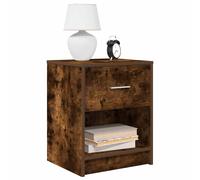 Bedside Cabinet Engineered Wood Smoked Oak 40x34x50 cm Drawer Nightstand Solid.