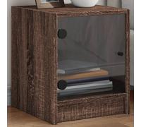 vidaXL Bedside Cabinet with Glass Door Brown Oak 35x37x42 cm