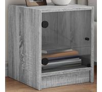 vidaXL Bedside Cabinet with Glass Door Grey Sonoma 35x37x42 cm
