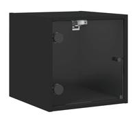 vidaXL Bedside Cabinet with Glass Door Nightstand Bed Table End Table Black